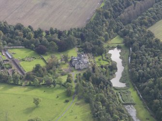General oblique aerial view of Winton House with adjacent terraced and walled gardens, looking to the E.
