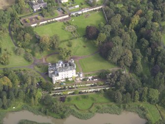 General oblique aerial view of Winton House with adjacent terraced and walled gardens, looking to the NNE.