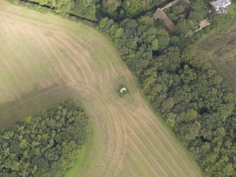 Oblique aerial view of Fountainhall Country House dovecot, looking to the N.