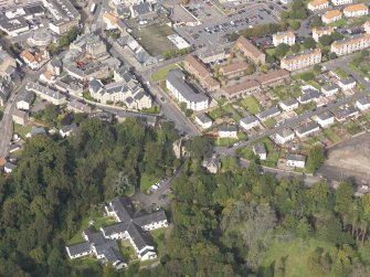 Oblique aerial view of Newbattle Abbey West Lodge, looking to the NW.