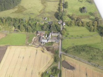 Oblique aerial view of Roseberry Home Farm, looking to the NE.