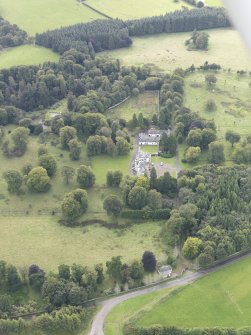 General oblique aerial view of Middleton Hall with adjacent stables, looking to the S.