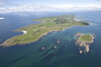 General oblique aerial view of the Isle of Gigha and Sound of Gigha, looking N.