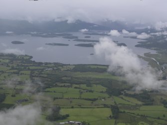 General oblique aerial view of Endrick Water and Loch Lomond, looking NW.