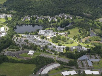 Oblique aerial view of the University of Stirling, looking N.