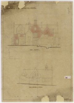 West elevations of main house and kitchen
