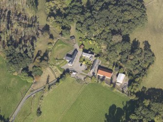 Oblique aerial view of Colliechat Castle, taken from the SSE.