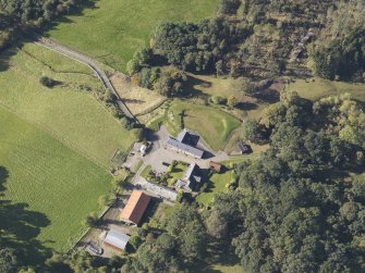 Oblique aerial view of Colliechat Castle, taken from the ENE.
