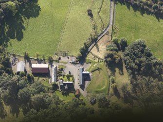 Oblique aerial view of Colliechat Castle, taken from the N.