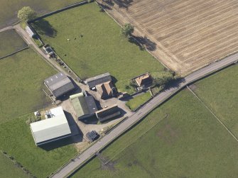 Oblique aerial view of Bordie Farm Tower, taken from the ENE.