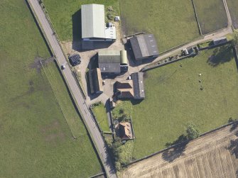 Oblique aerial view of Bordie Farm Tower, taken from the WNW.