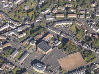 Oblique aerial view of St Patrick's Roman Catholic Church Kilsyth, taken from the S.