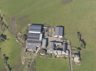 Oblique aerial view of the site of Badenheath Tower, taken from the SE.