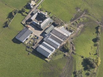 Oblique aerial view of the site of Badenheath Tower, taken from the NW.