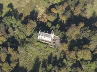 Oblique aerial view of Bedlay Castle, taken from the SSE.