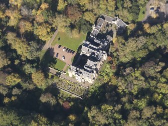 Oblique aerial view of Dalzell House, taken from the SSE.