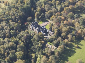Oblique aerial view of Dalzell House, taken from the NE.