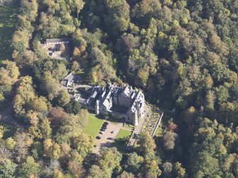 Oblique aerial view of Dalzell House, taken from the WSW.