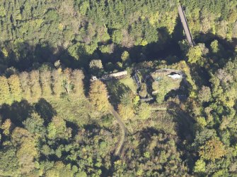 Oblique aerial view of Cadzow Castle, taken from the SSW.
