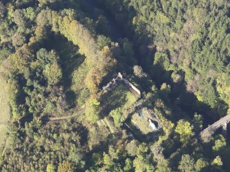 Oblique aerial view of Cadzow Castle, taken from the SE.