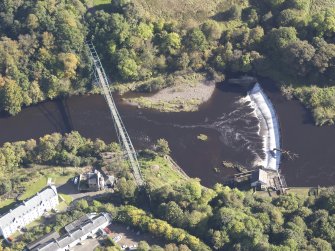 Oblique aerial view of David Livingstone Memorial Footbridge, taken from the W.