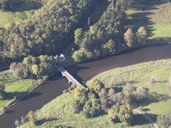 Oblique aerial view of Maudslie Bridge, taken from the ESE.