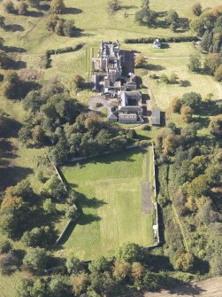 Oblique aerial view of Carstairs House, taken from the E.