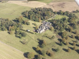 Oblique aerial view of Carstairs House, taken from the SW.