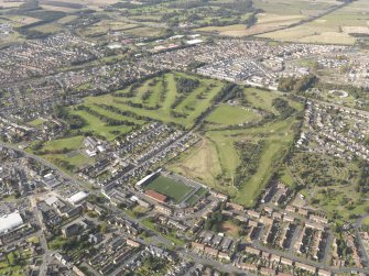 Oblique aerial view of Falkirk Tryst Golf Course, taken from the E.