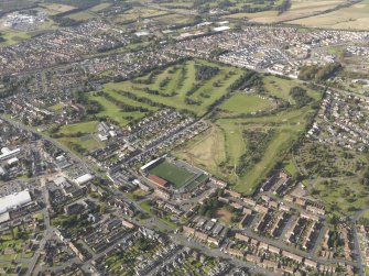 Oblique aerial view of Falkirk Tryst Golf Course, taken from the ENE.