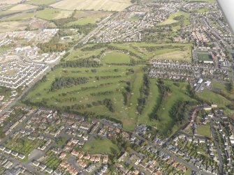 Oblique aerial view of Falkirk Tryst Golf Course, taken from the WSW.