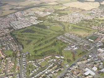 Oblique aerial view of Falkirk Tryst Golf Course, taken from the SW.