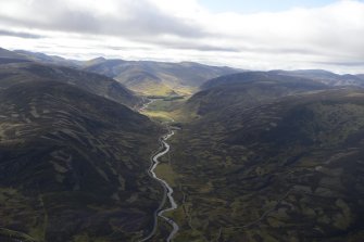 General oblique aerial view of Glen Clunie centred on the Coupar Angus-Braemar-Corgaff-Fort George Military Road, taken from the N.