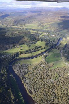 General oblique aerial view of the Balmoral Castle Estate centred on the new golf course, taken from the E.