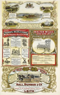 Advertisement for Mackenzie & Moncur, 443 Eglinton Street, Glasgow, Thomas Reid & Sons Engineers, Paisley, Walter McGee and Son Ltd, Albion Works, Paisley and Hall Dunbar & Co, Leith
