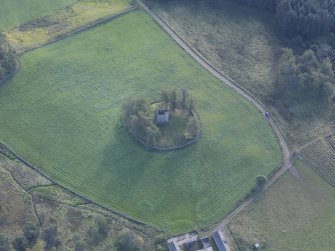 Oblique aerial view of Knock Castle, taken from the NW.