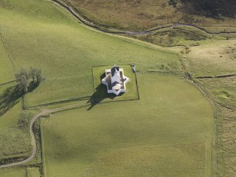 Oblique aerial view of Corgaff Castle, taken from the WNW.