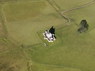 Oblique aerial view of Corgaff Castle, taken from the ESE.