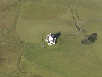 Oblique aerial view of Corgaff Castle, taken from the E.