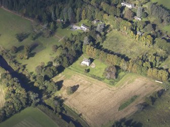 Oblique aerial view of Castle Newe, taken from the SE.