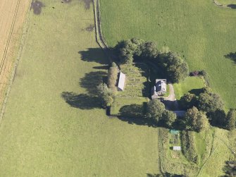 Oblique aerial view of Kirton of Buchat Church, taken from the WSW.