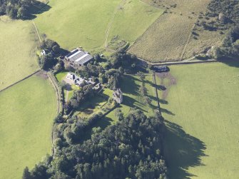 Oblique aerial view of Glenbuchat Castle, taken from the NE.