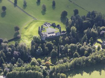 Oblique aerial view of Kildrummy Castle, taken from the N.