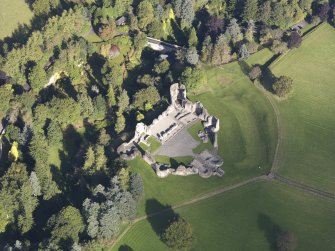 Oblique aerial view of Kildrummy Castle, taken from the S.