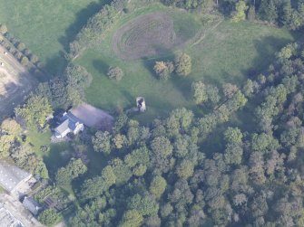 Oblique aerial view of Asloun Castle, taken from the SW.