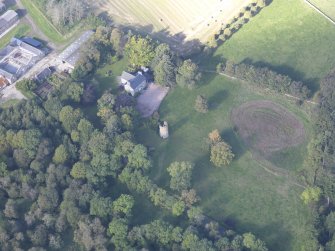 Oblique aerial view of Asloun Castle, taken from the SE.
