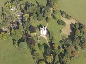 Oblique aerial view of Craigievar Castle, taken from the S.