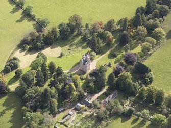 Oblique aerial view of Craigievar Castle, taken from the NW.