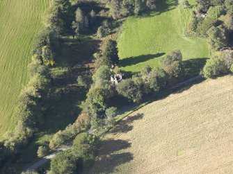 Oblique aerial view of Corse Castle, taken from the SE.