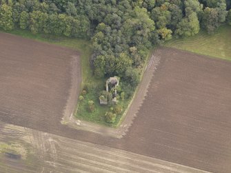 Oblique aerial view of Moncur Castle, taken from the NW.